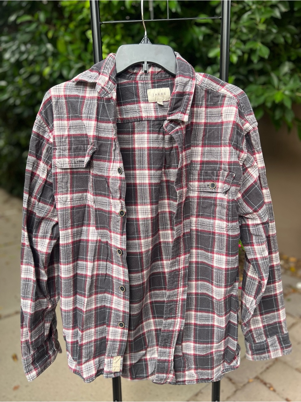 Jachs Men's Black, Red & White Plaid Button-Down Shirt